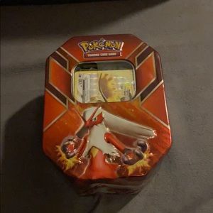 Pokémon tin with EX, Mega EX, and Break cards+more